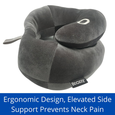 BCOZZY travel pillow navy snap-loop clip for luggage attachment