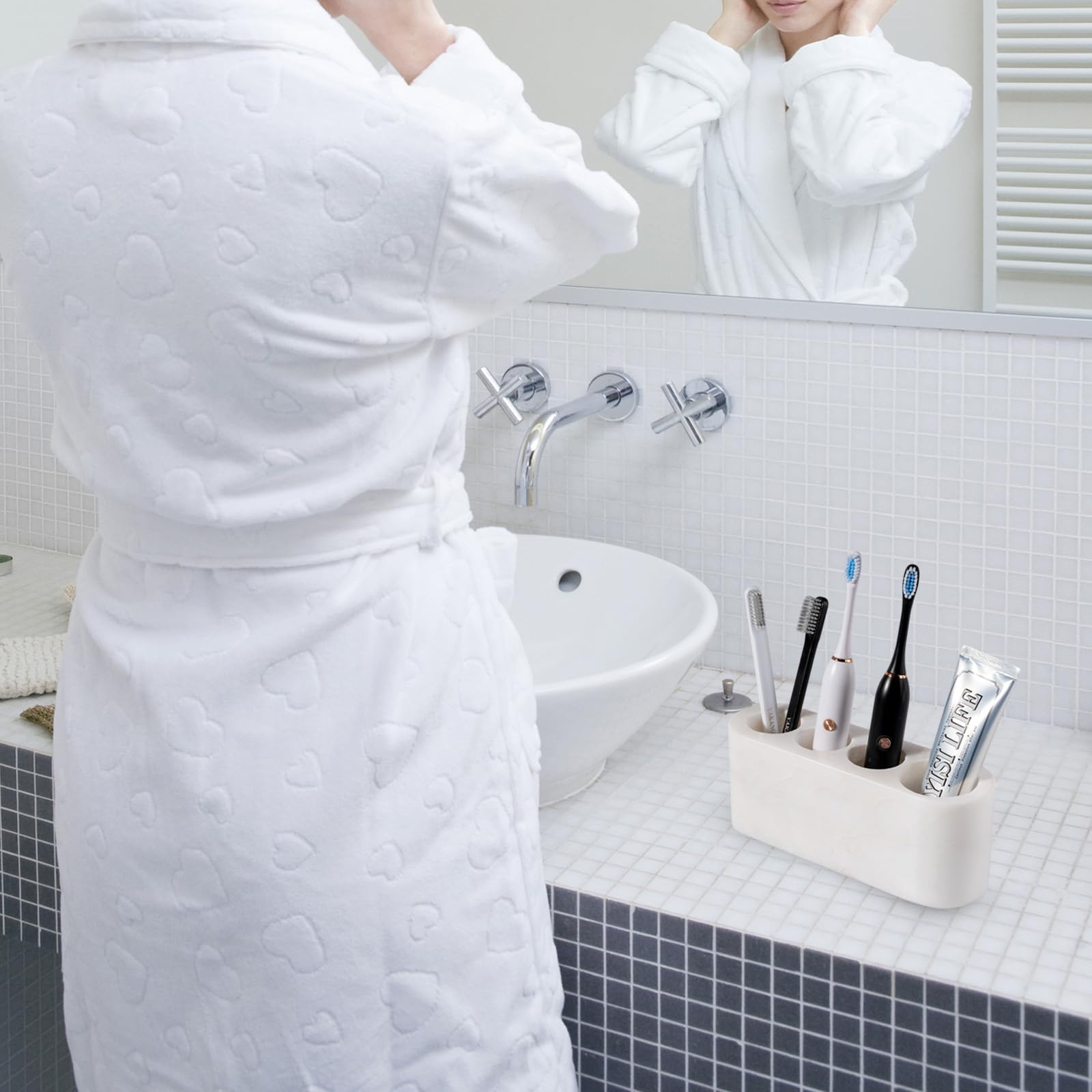 BCS marble bathroom organizer adds elegant storage for razors and gadgets