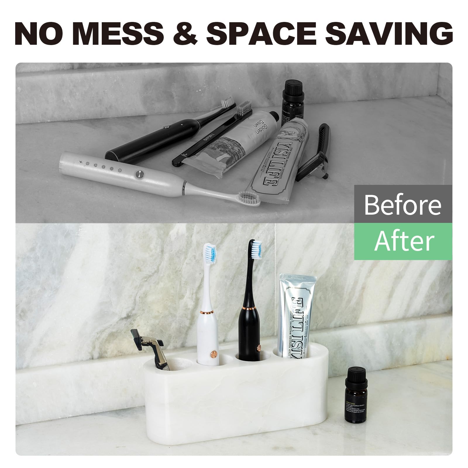 BCS stable stone toothbrush stand stays steady in busy bathrooms