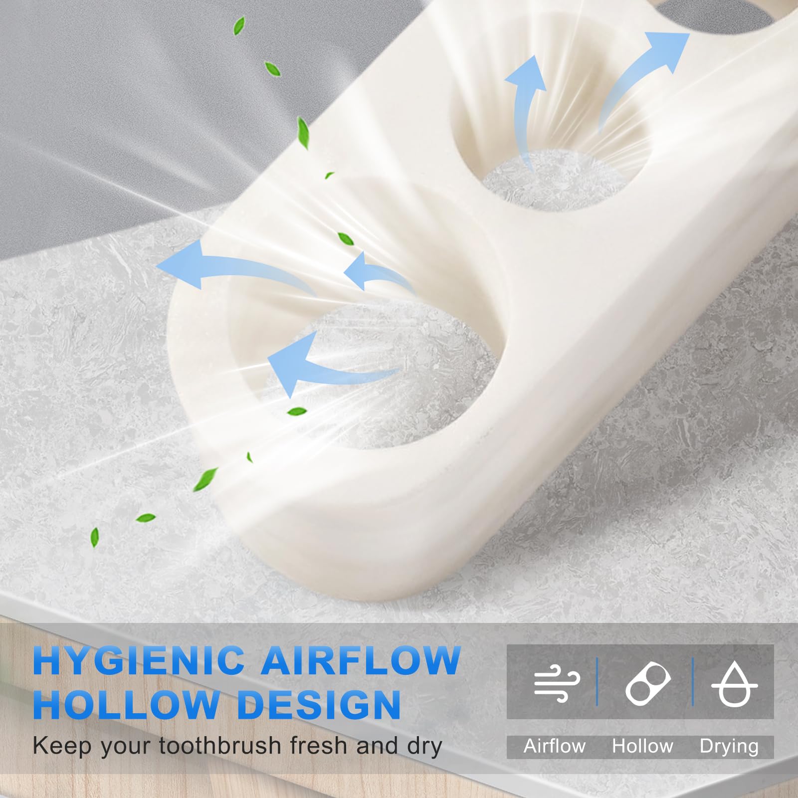 BCS 4-slot marble design keeps toothpaste and tools upright and accessible