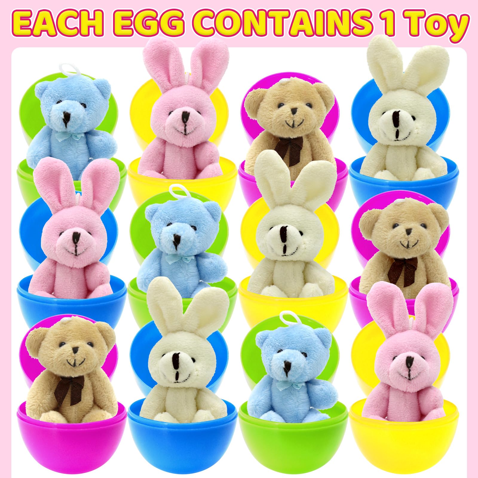 BCUEIDO Easter eggs with basket-stuffer plush toys for gifts