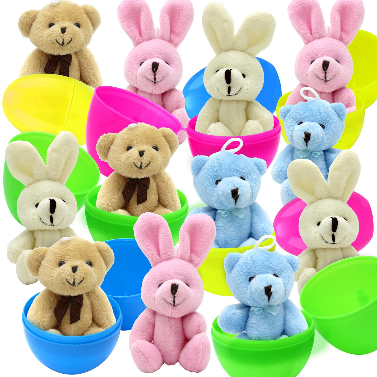 BCUEIDO plush-animals inside Easter eggs for easy egg hunts