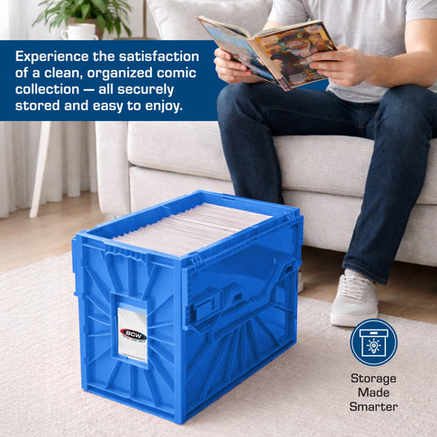 BCW blue two-pack storage solution keeps comics safe and accessible.