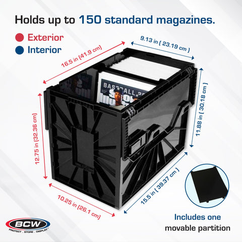 BCW Magazine Bin interior dimensions suitable for magazines and toploaders.
