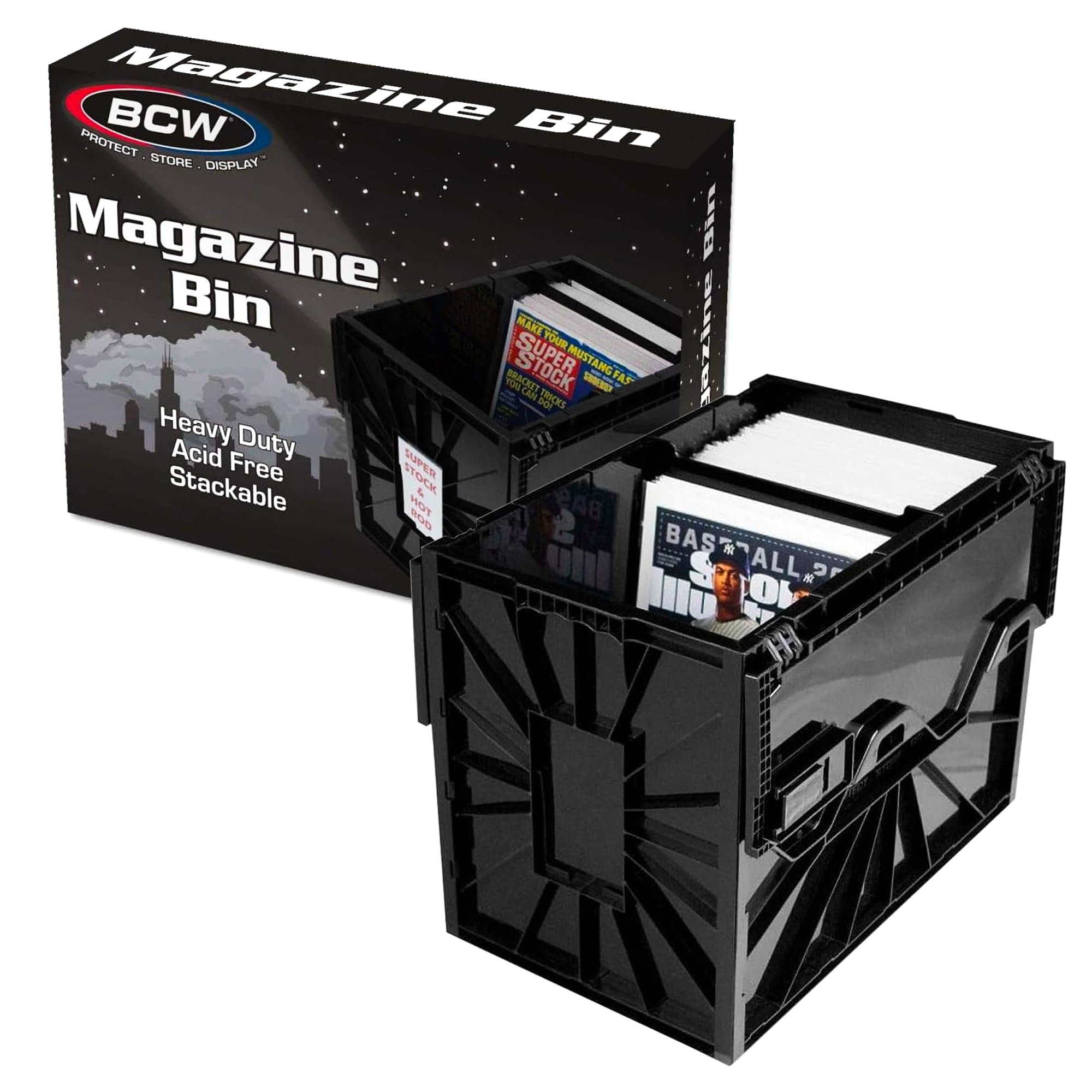 BCW Magazine Bin lid view with end slots for easy labeling.