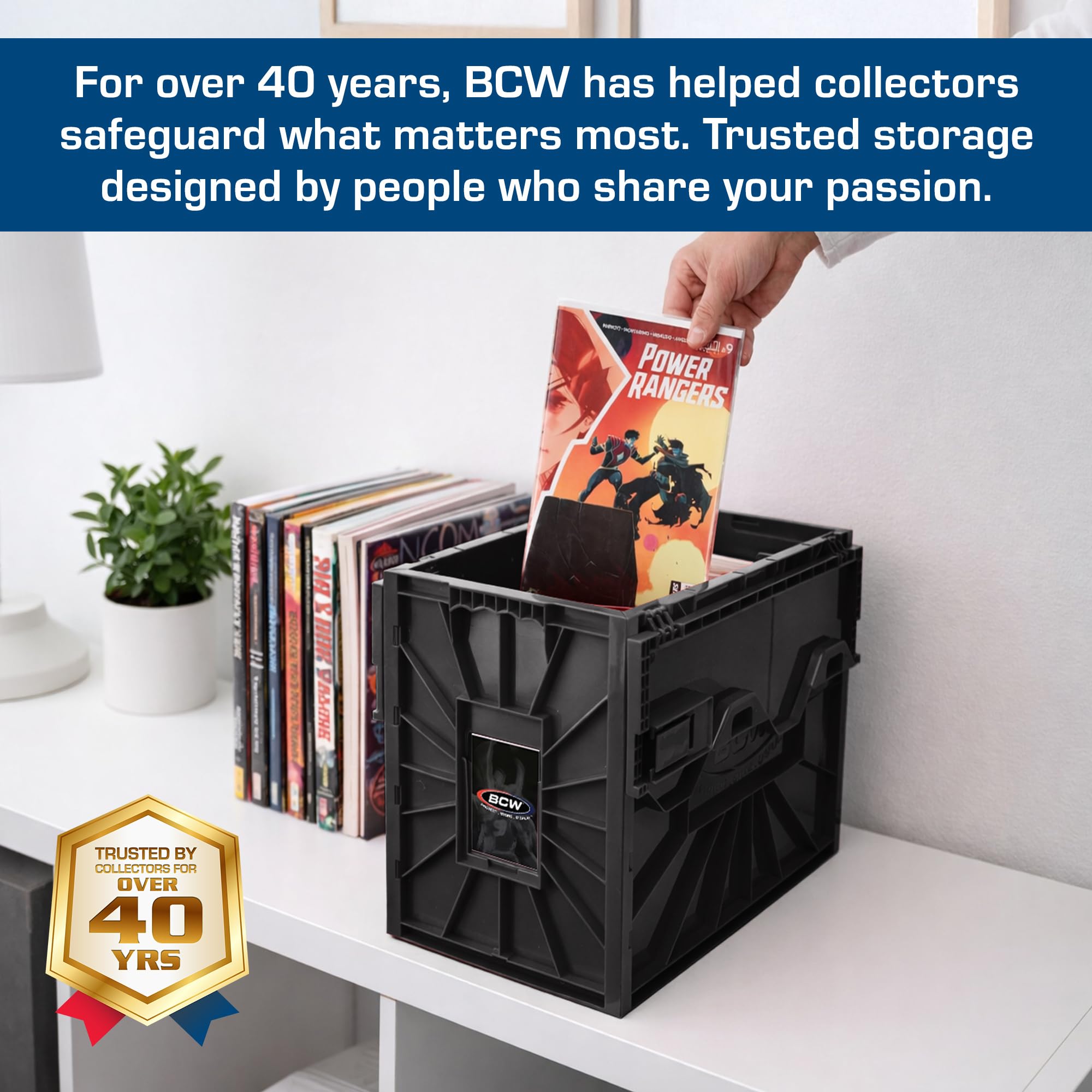 BCW Short Comic Bin movable partition shown for customizable organization
