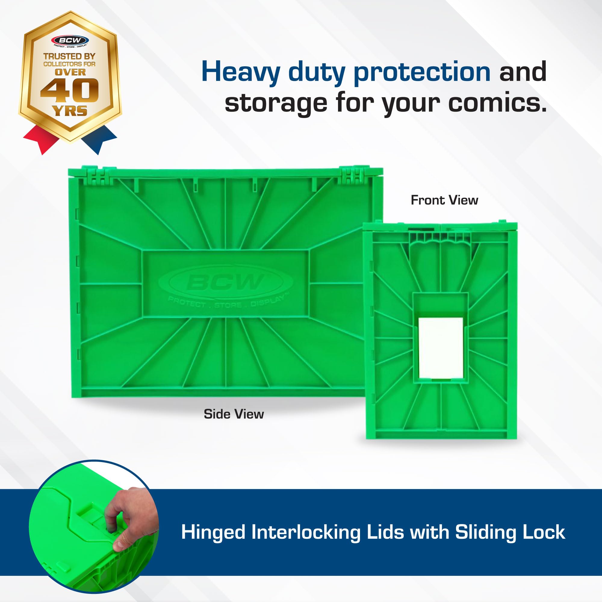 BCW Short Comic Book Bin demonstrates stackable design for compact shelving