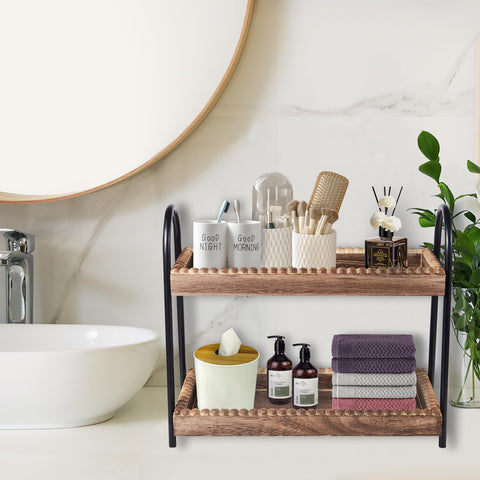 BDBDYEAY wooden tray elevates hygiene by keeping items dry.