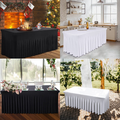 BDDC banquet and wedding setup enhances ambiance with table skirts and tidy under-table space.