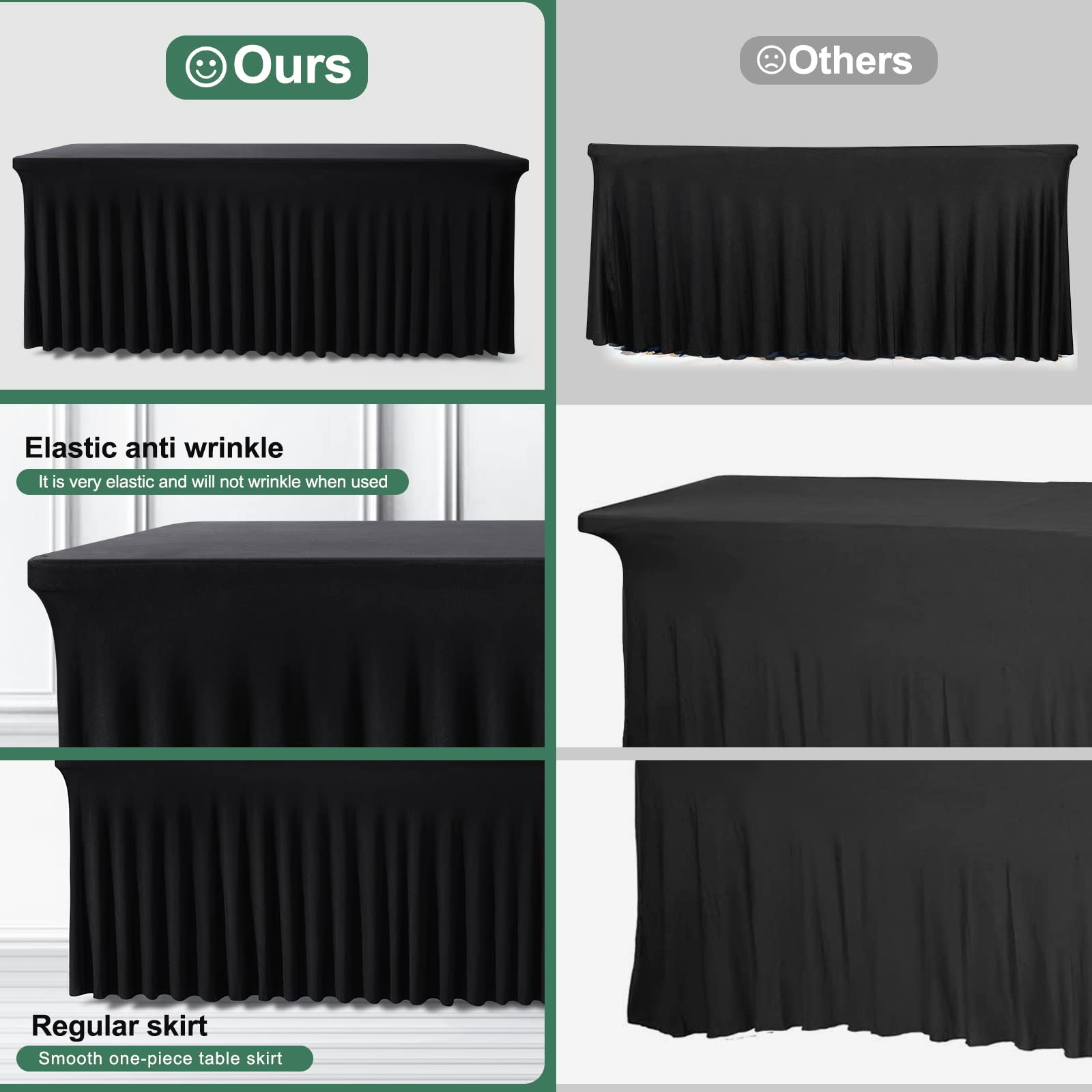 BDDC easy-install table cover requires no clips for quick setup and elegant drape.