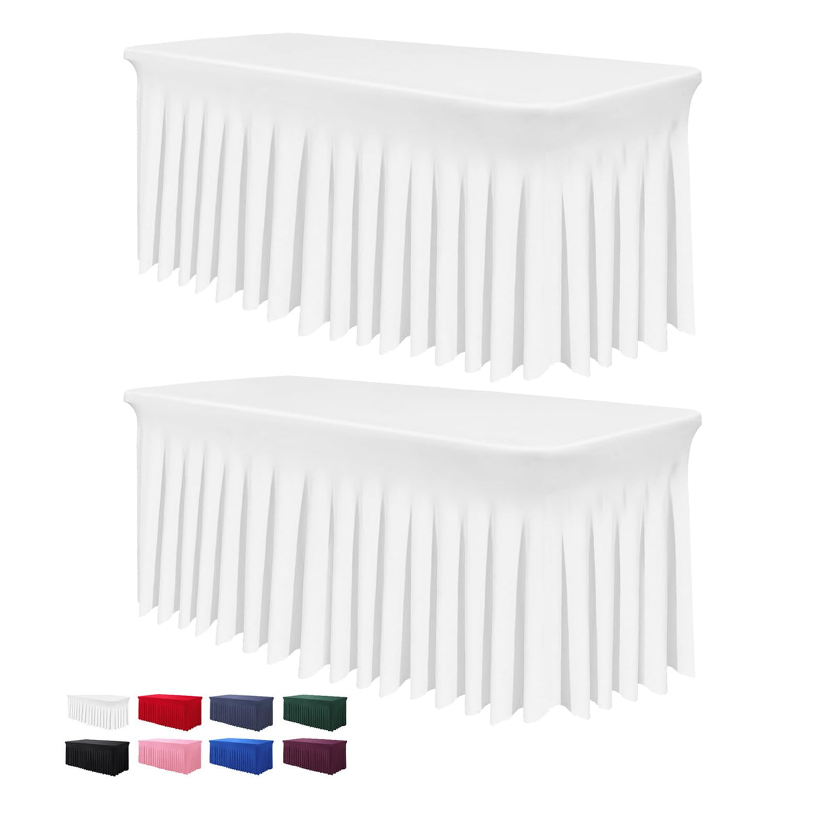 BDDC table skirt for 6ft tables with seamless one-piece design for a polished event setup