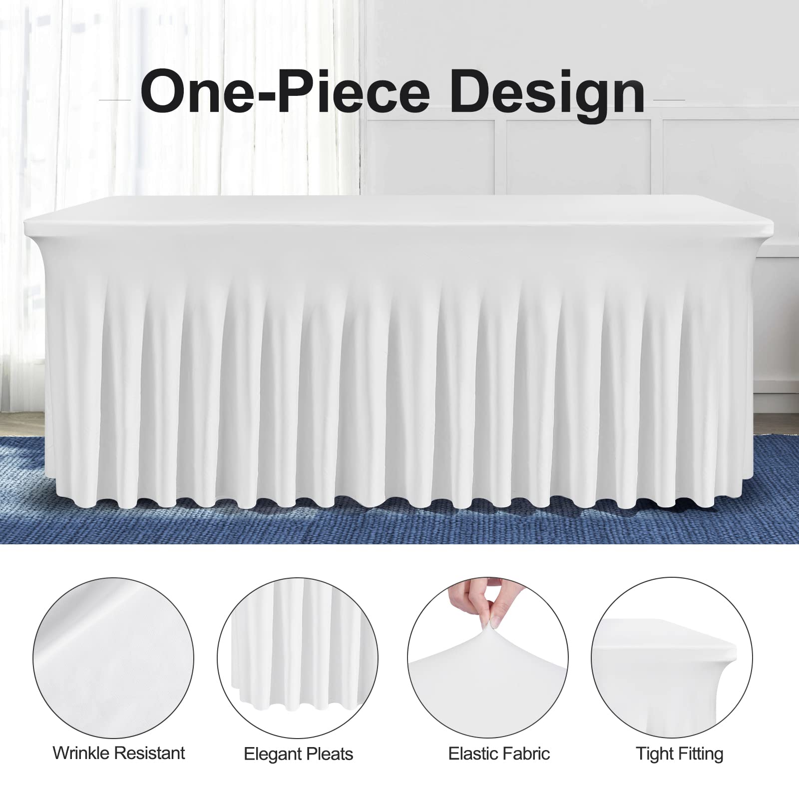 BDDC table skirt in wrinkle-resistant fabric keeps the table neat throughout the event