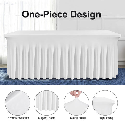 BDDC table skirt in wrinkle-resistant fabric keeps the table neat throughout the event