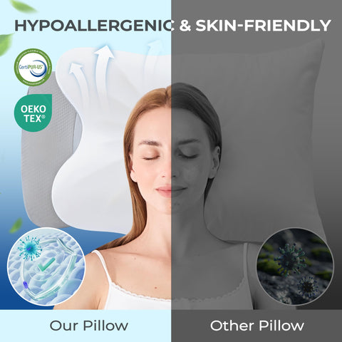 BDEUS head cradle centers the head for comfortable sleep alignment.
