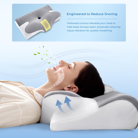 BDEUS ergonomic cervical pillow extended wings promote stable head position for side sleepers