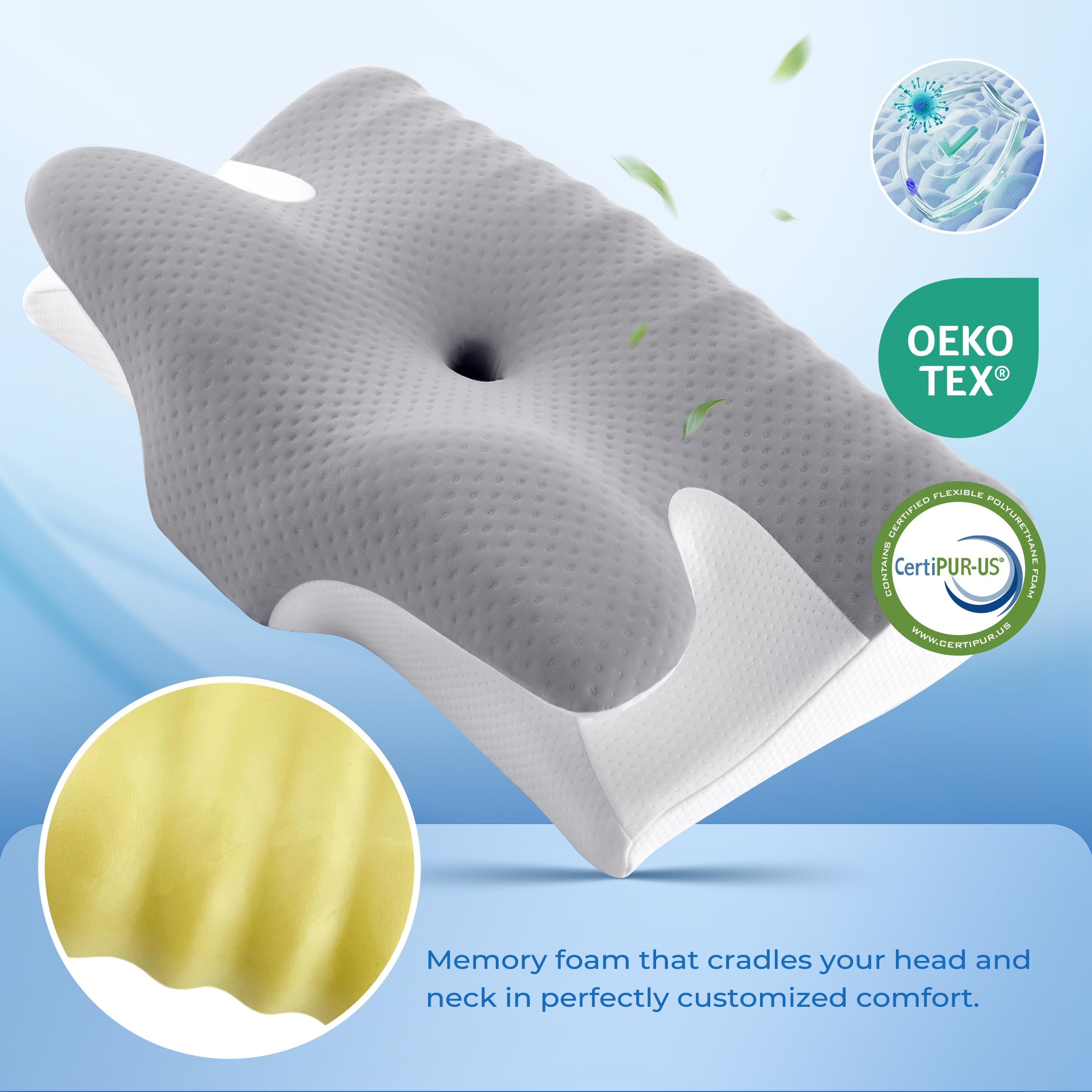 BDEUS pillow textured ribs offer gentle neck massage during rest