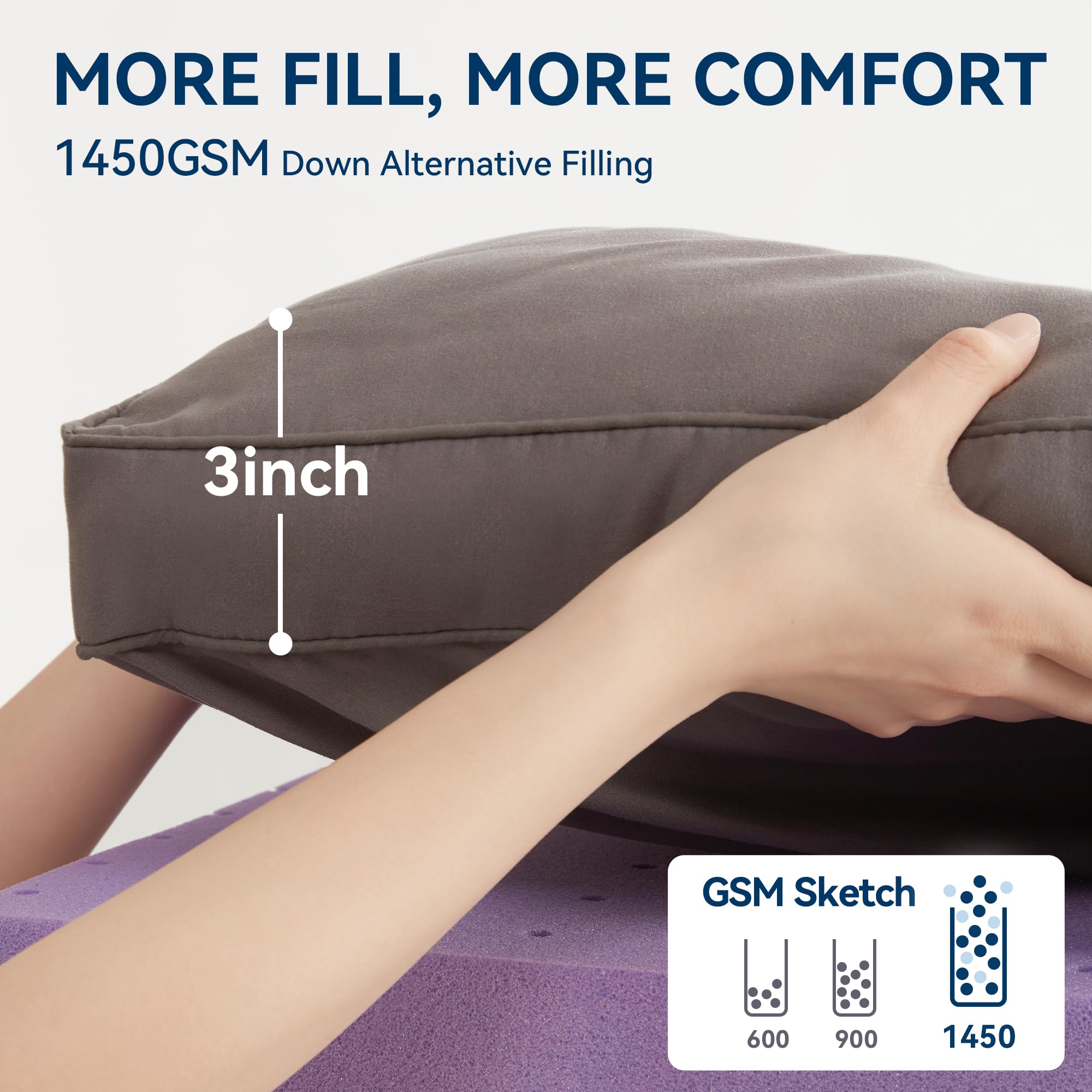 BDEUS deep pocket non slip design keeps topper securely in place on the mattress
