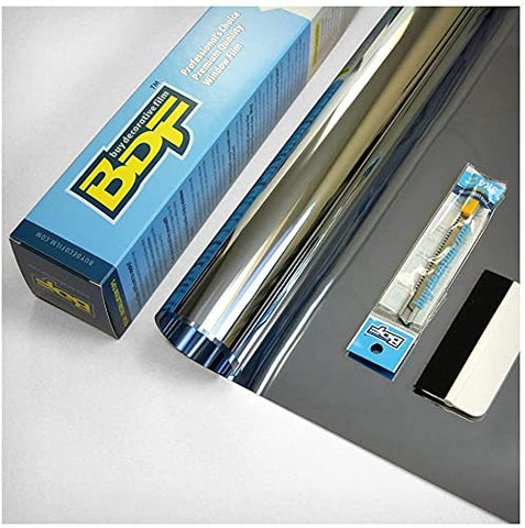 BDF S05 window film shows heat-control with reflective silver finish for cooler interiors.