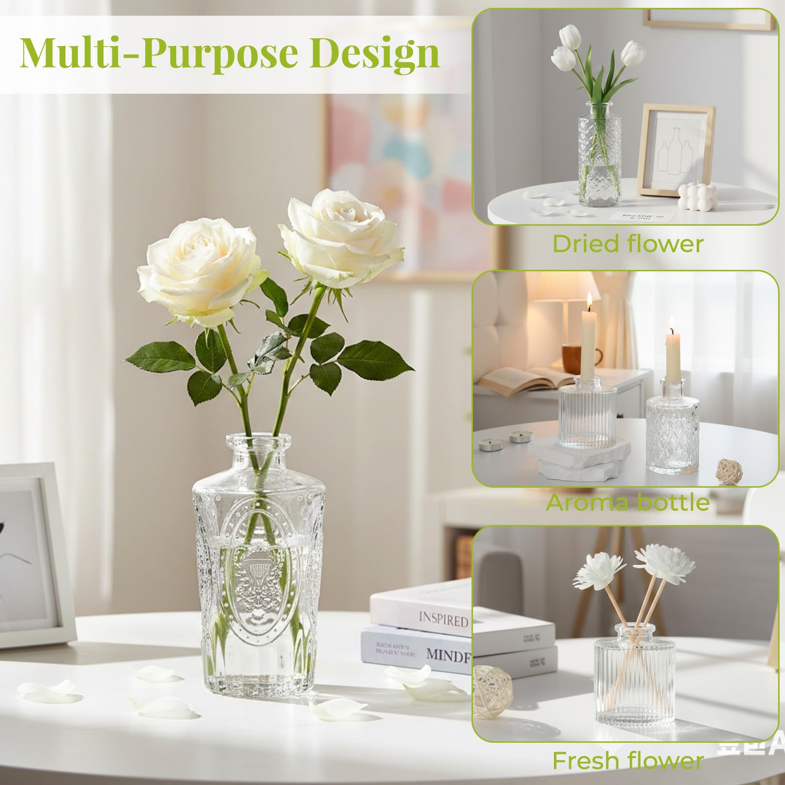 Hand-blown BEAHOT bud vases with smooth surfaces