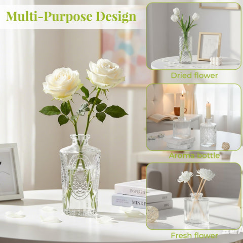 Hand-blown BEAHOT bud vases with smooth surfaces