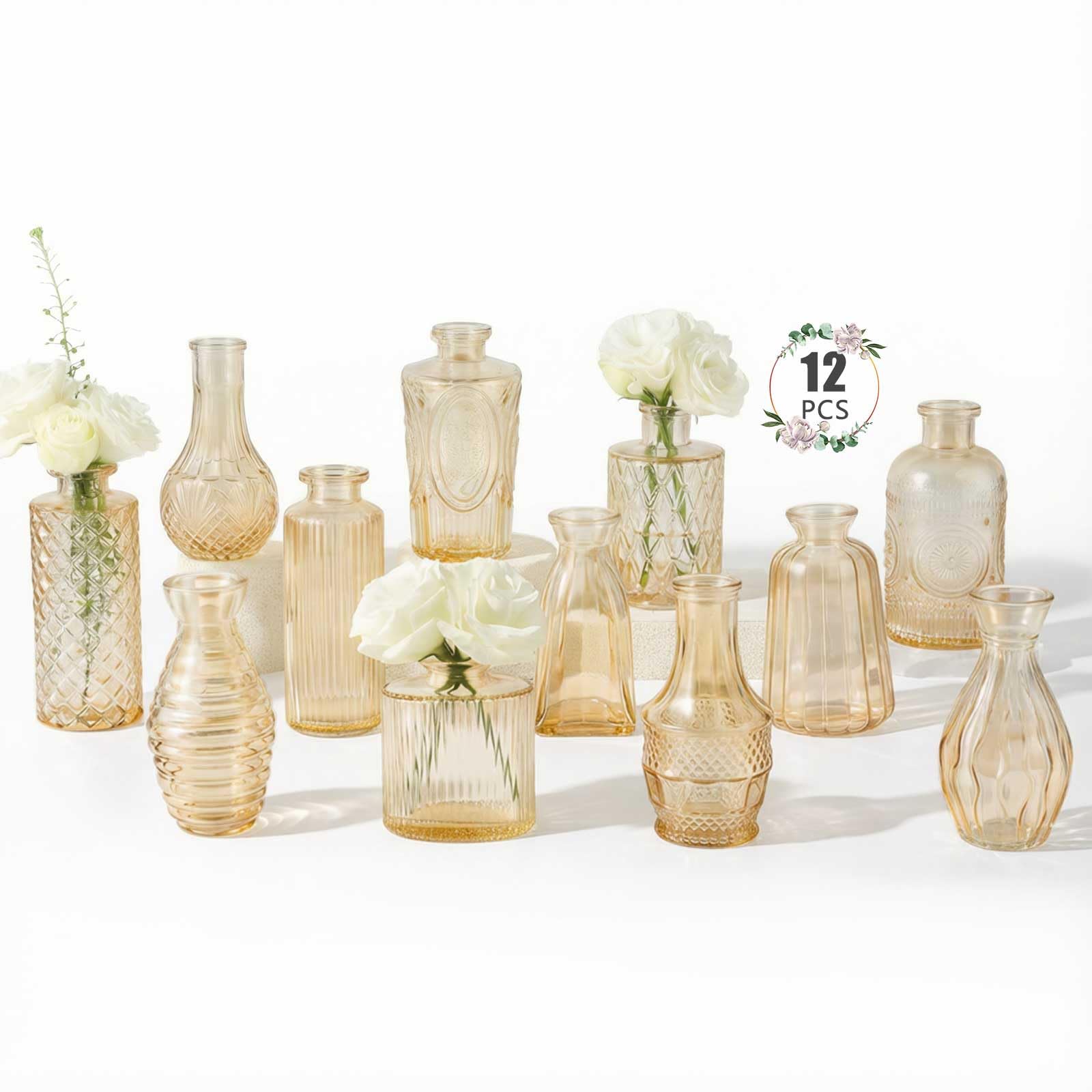 BEAHOT gold bud vase set with varied shapes for elegant centerpieces