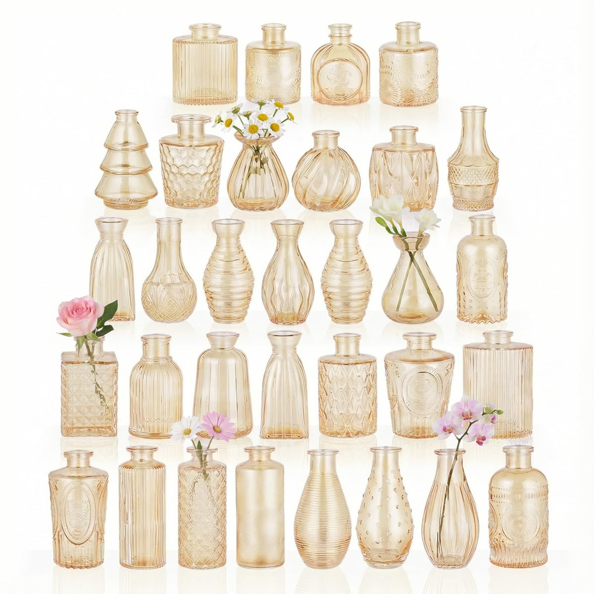 BEAHOT gold flower vase ornate-01: sturdy mini bud vase for chic centerpieces.