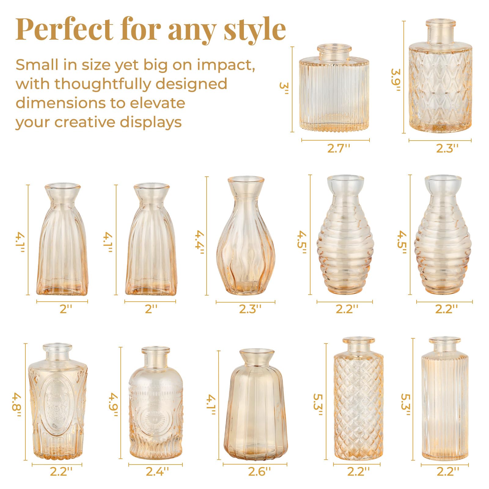 BEAHOT gold flower vase ornate-02: versatile mini vase for gifts and home decor.