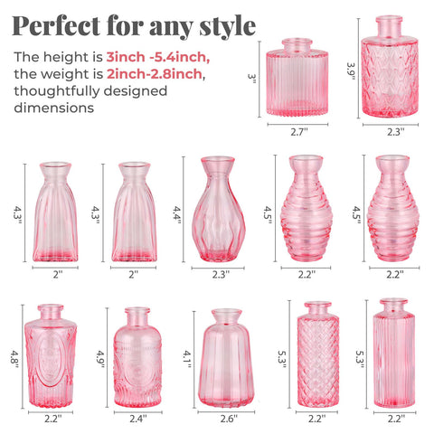 BEAHOT pink glass vases ideal for weddings and table decor.