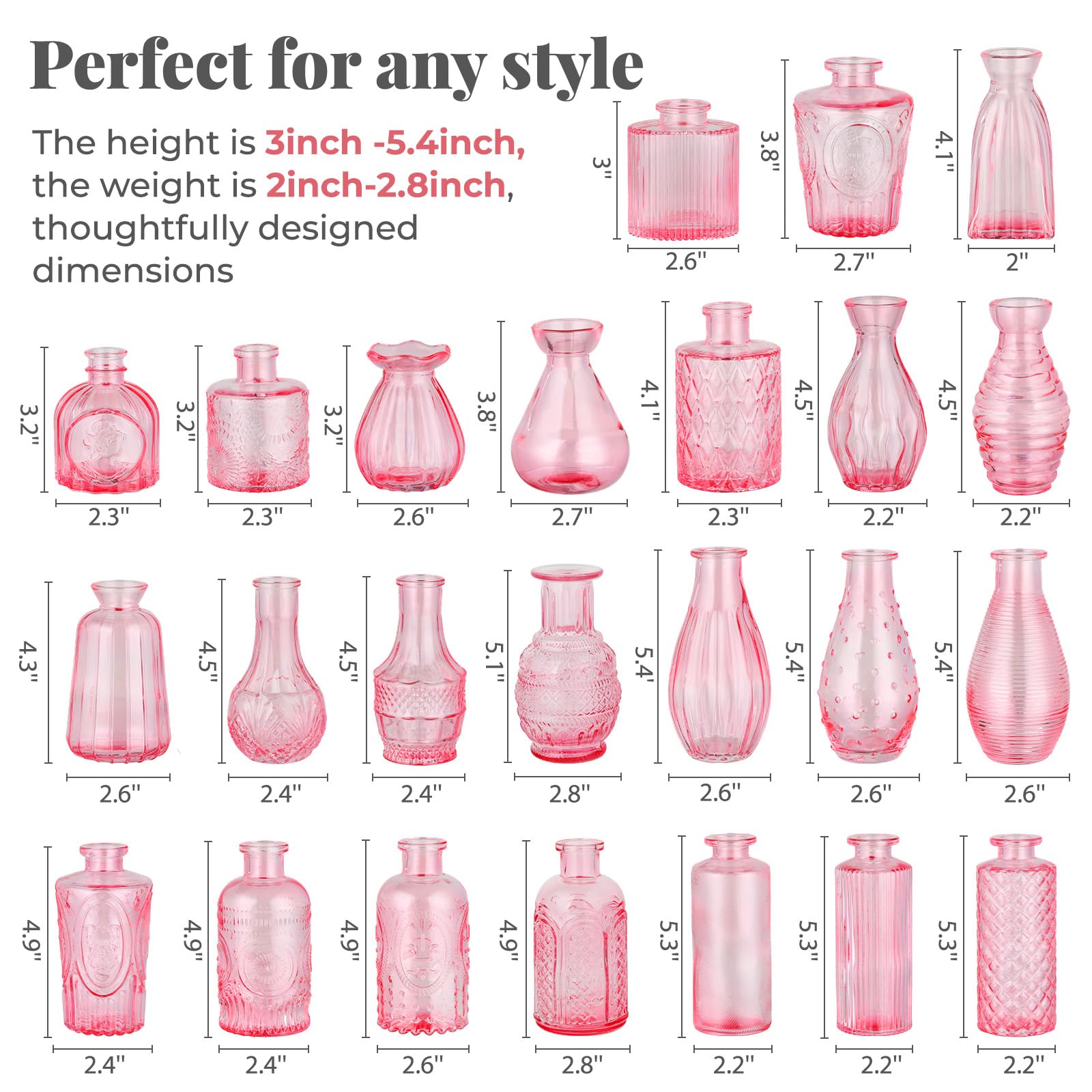 BEAHOT vintage-pattern surface mini vases add texture to decor