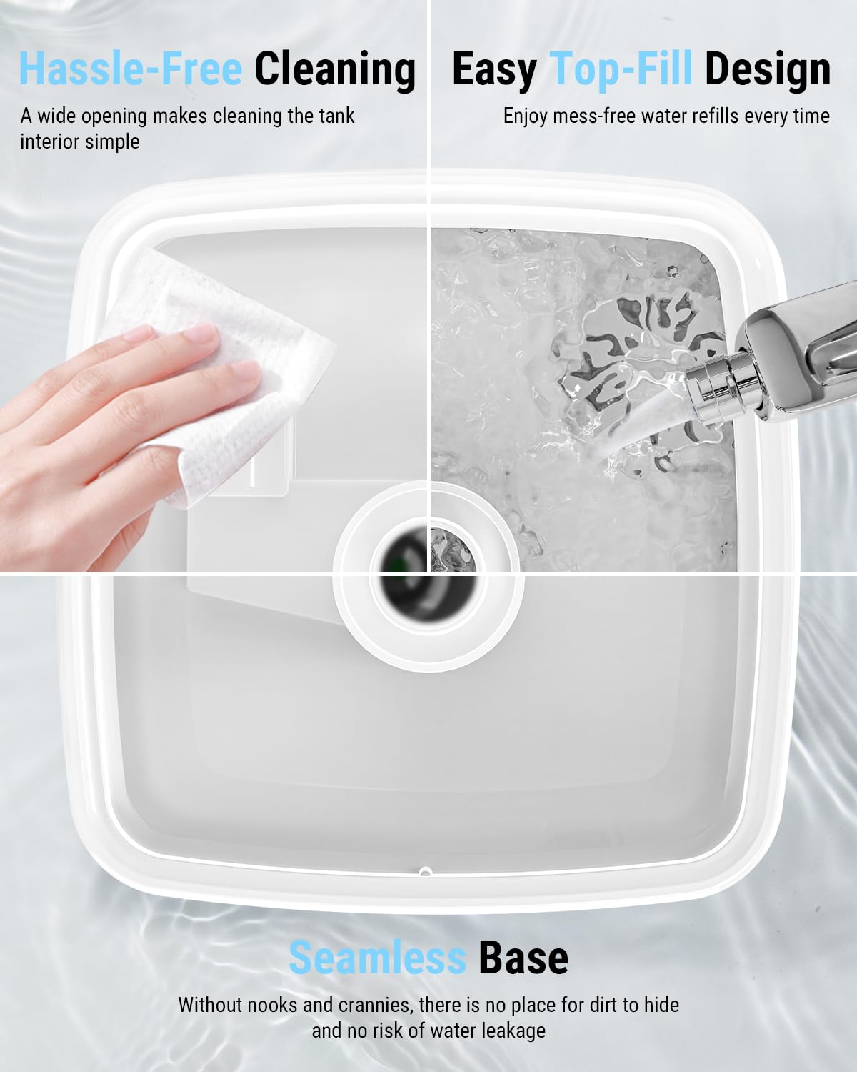 Bear Humidifier 360-degree nozzle directs mist for whole-room coverage