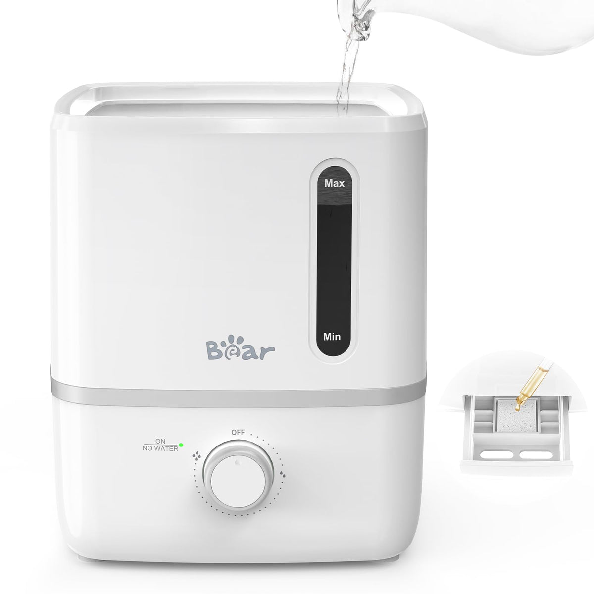 Bear Humidifier top-fill design for easy refills in the bedroom