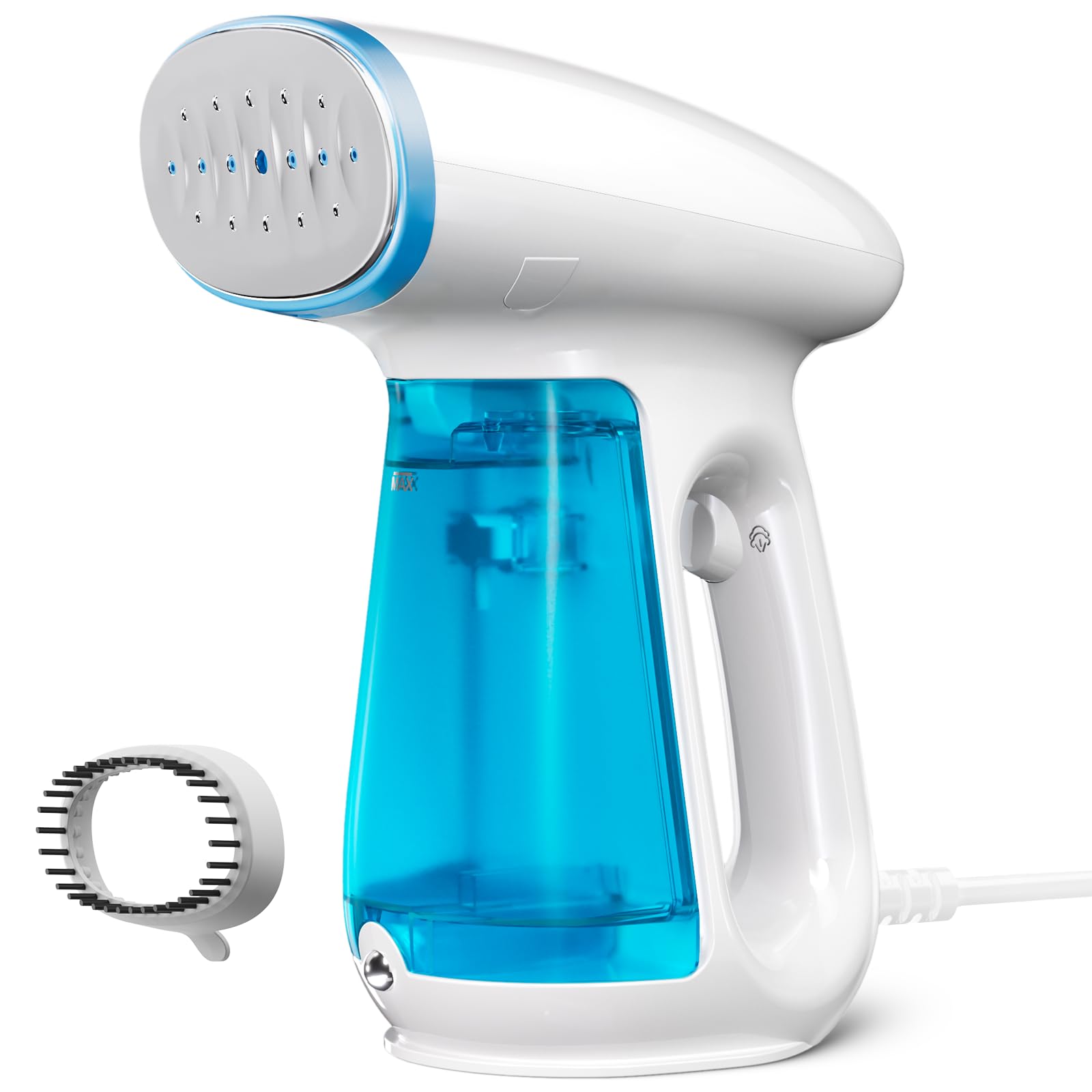 Bear steamer in action smoothing fabrics with strong steam for quick wrinkle relief