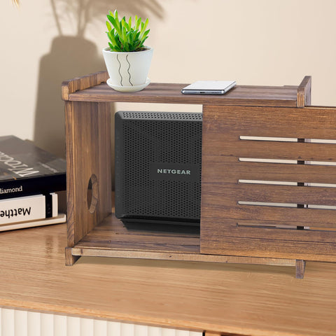 BEARUT router shelf natural wood finish adds warm, durable look