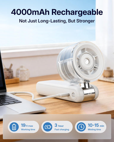 Bearwind 4000mAh rechargeable battery for long-lasting cooling sessions.