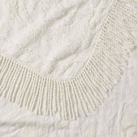 Beatrice Medallion Chenille Bedspread ivory back color-matched for seamless layering