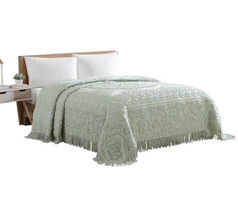 Beatrice Home Fashions medallion chenille bedspread close-up highlighting soft cotton texture.