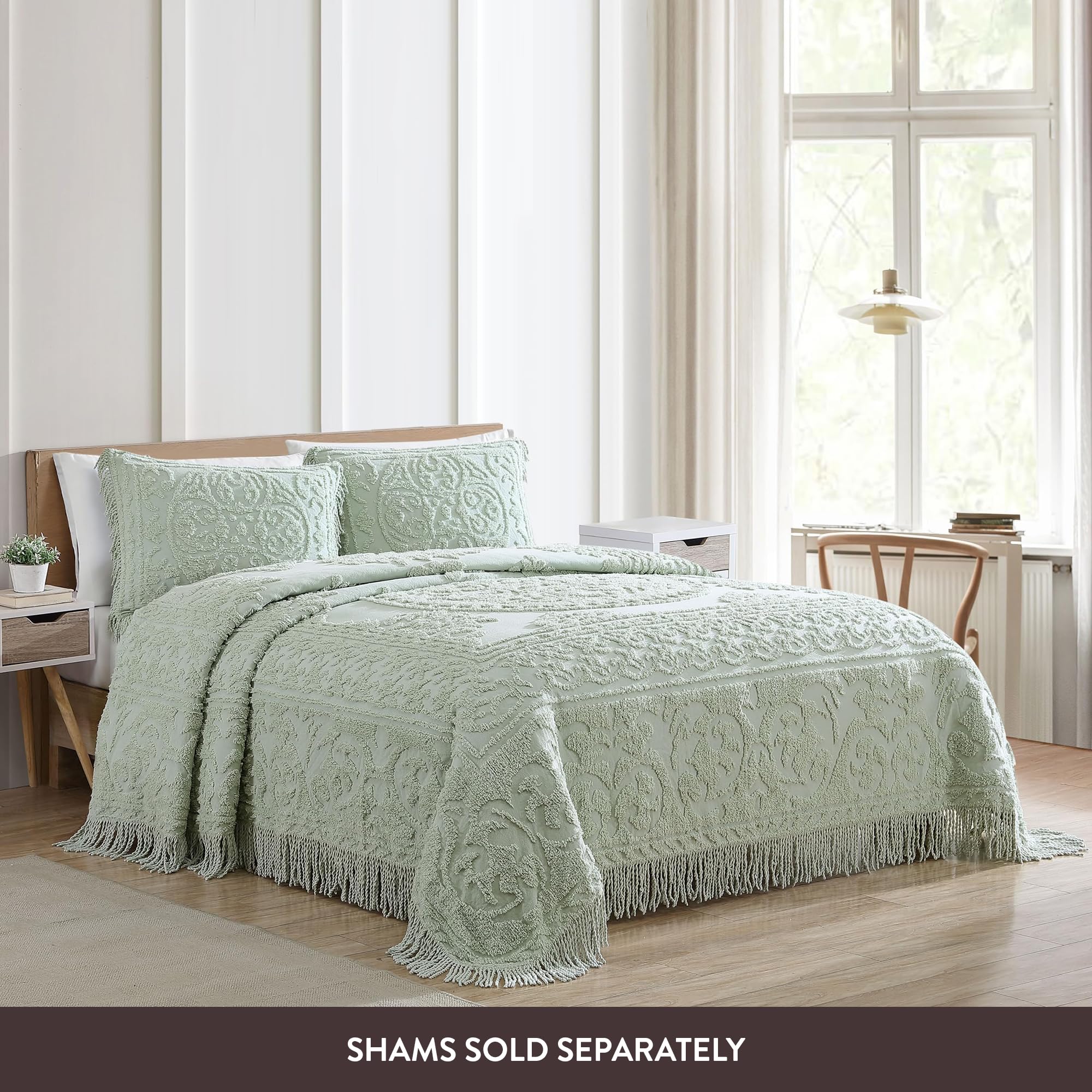 Beatrice Home Fashions fringed hem adds tactile elegance.
