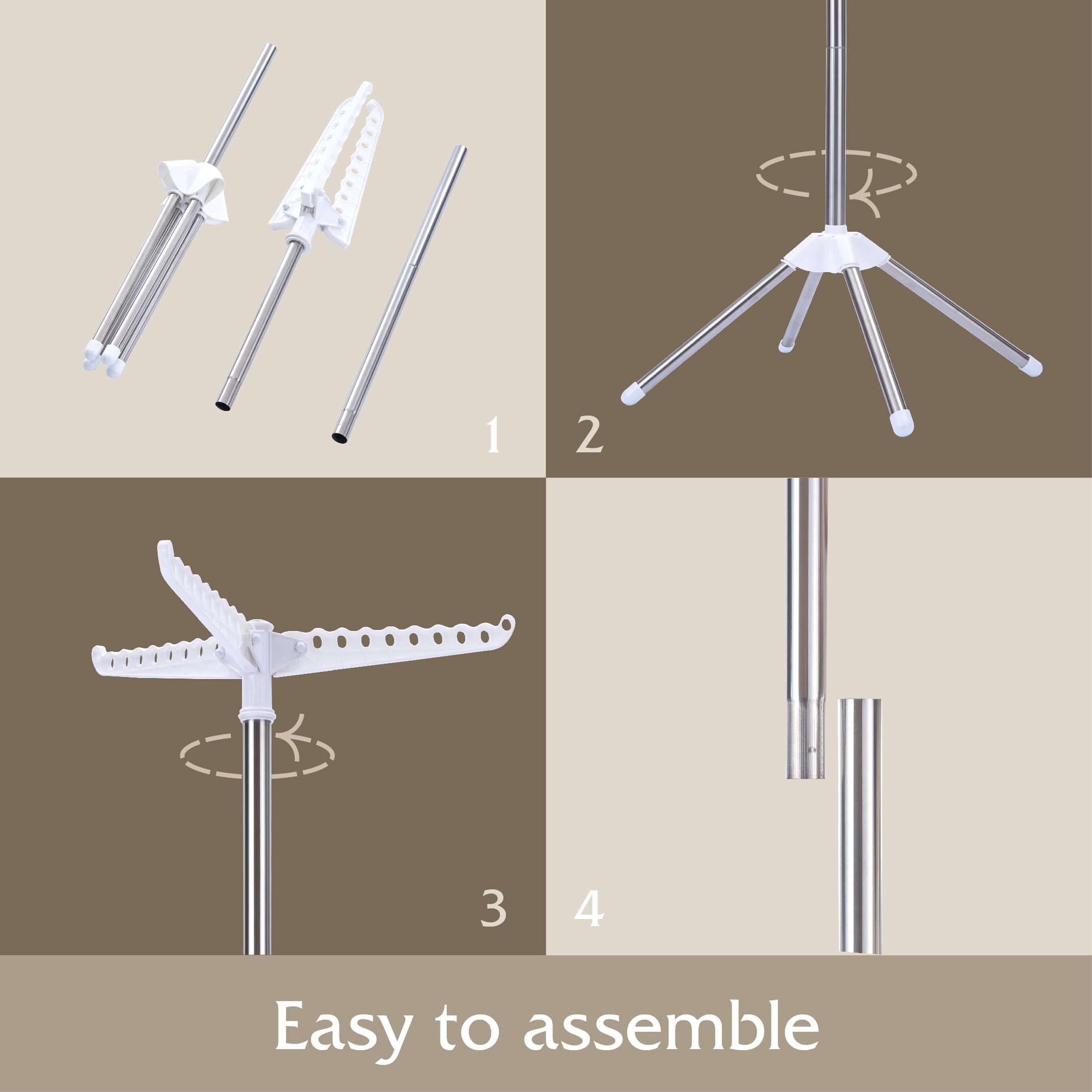 Beaudaily four-leg design offers stable drying with heavy loads.