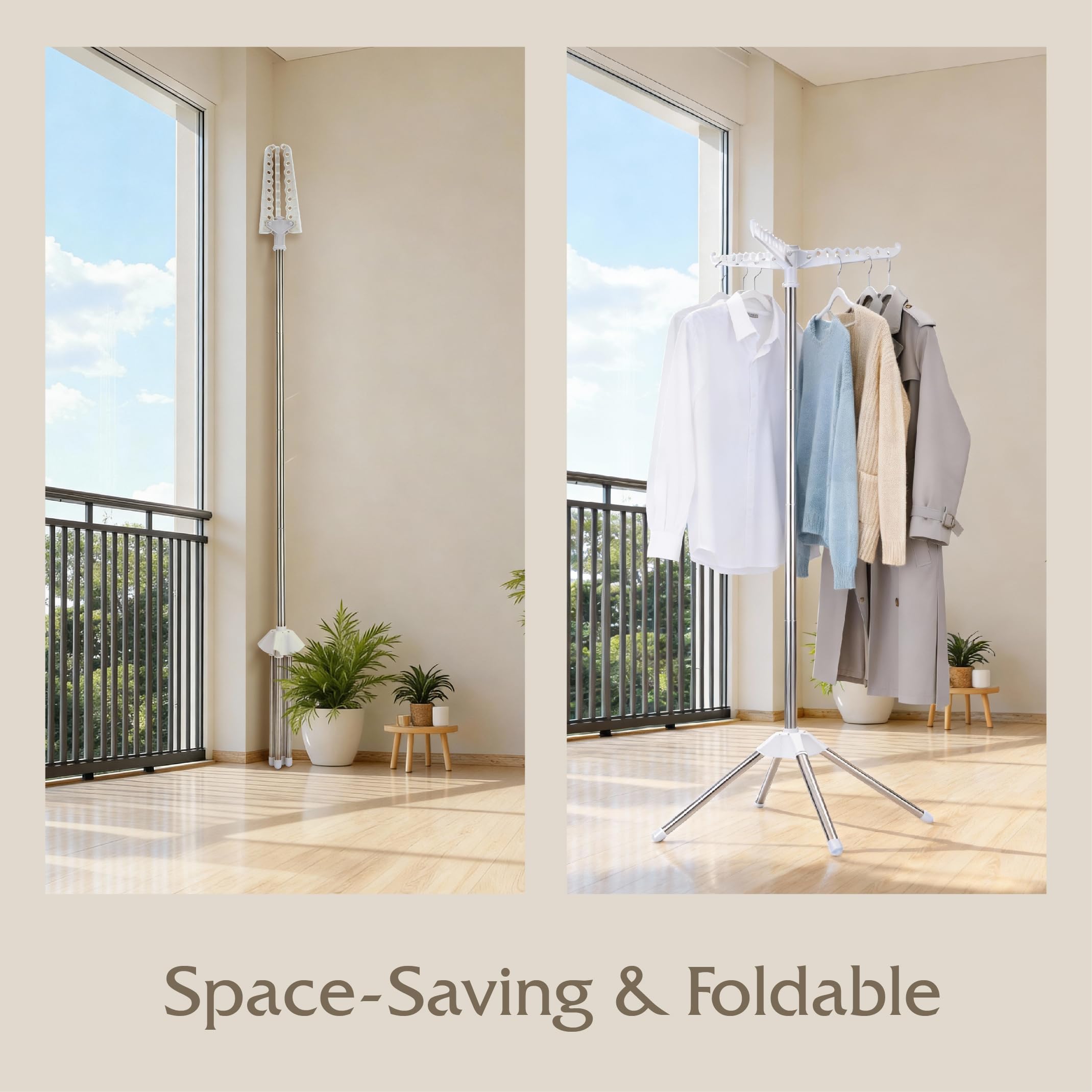 Beaudaily stainless steel clothes rack resists rust for indoor drying.