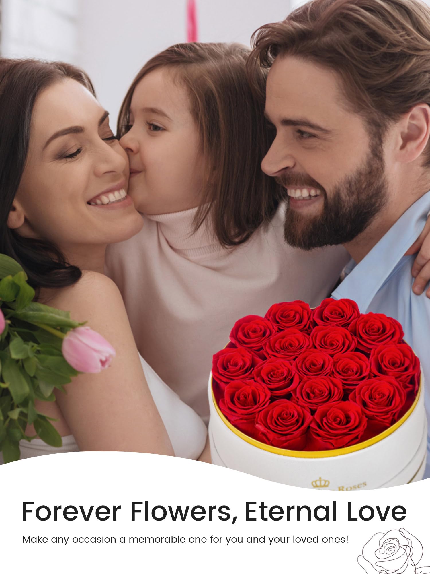 Beaulasting Roses PVC cover view showcases vibrant preserved petals in a luxury gift box