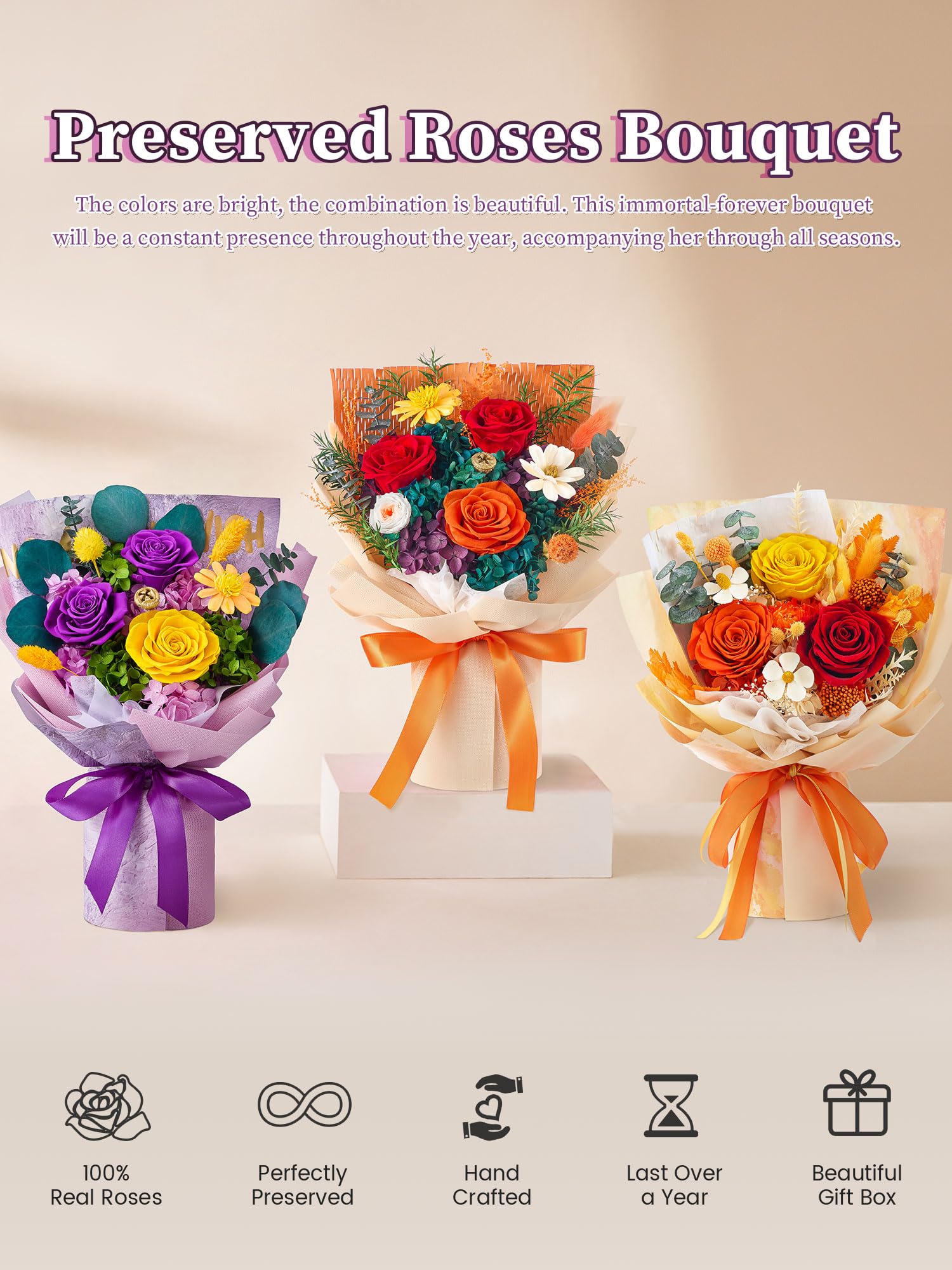 Beaulasting Roses Valentine bouquet creates a thoughtful lasting gift.
