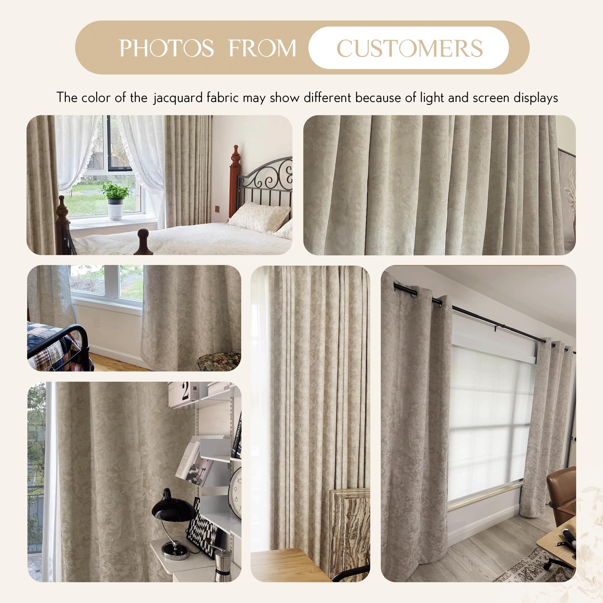 Beauoop grommet header curtain panel ready for easy hanging and smooth operation.