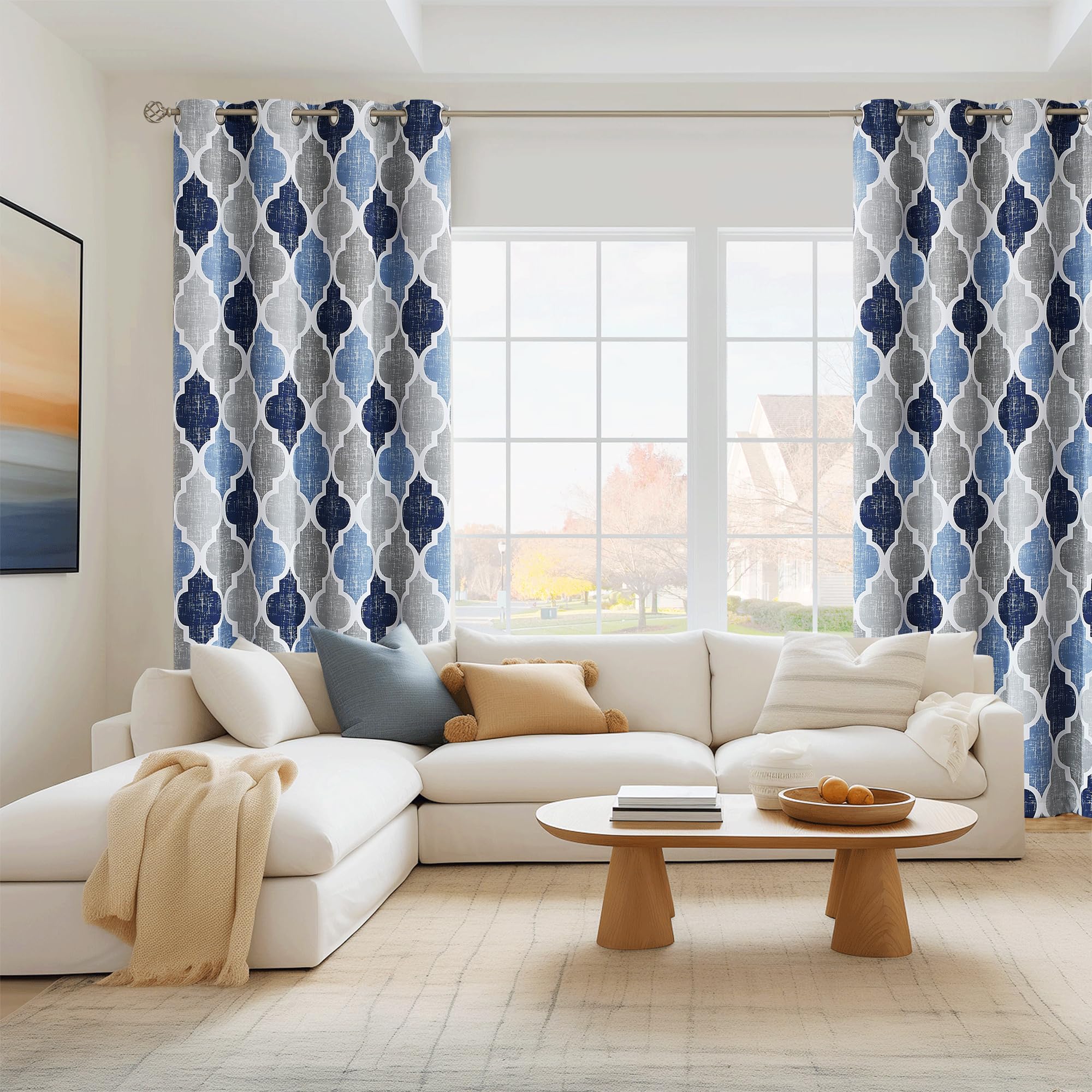 Beauoop blue-grey drapes suitable for bedrooms and living rooms with privacy.