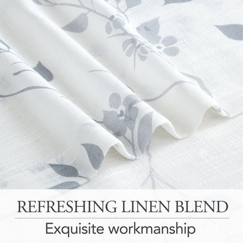 Beauoop grommet-top detail on curtains, easy sliding and modern farmhouse look.