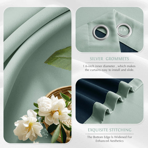 Beauoop grommet-top seafoam detail curtain 52x84
