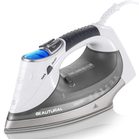 BEAUTURAL 1800W Steam Iron with digital LCD screen for precise fabric heat selection