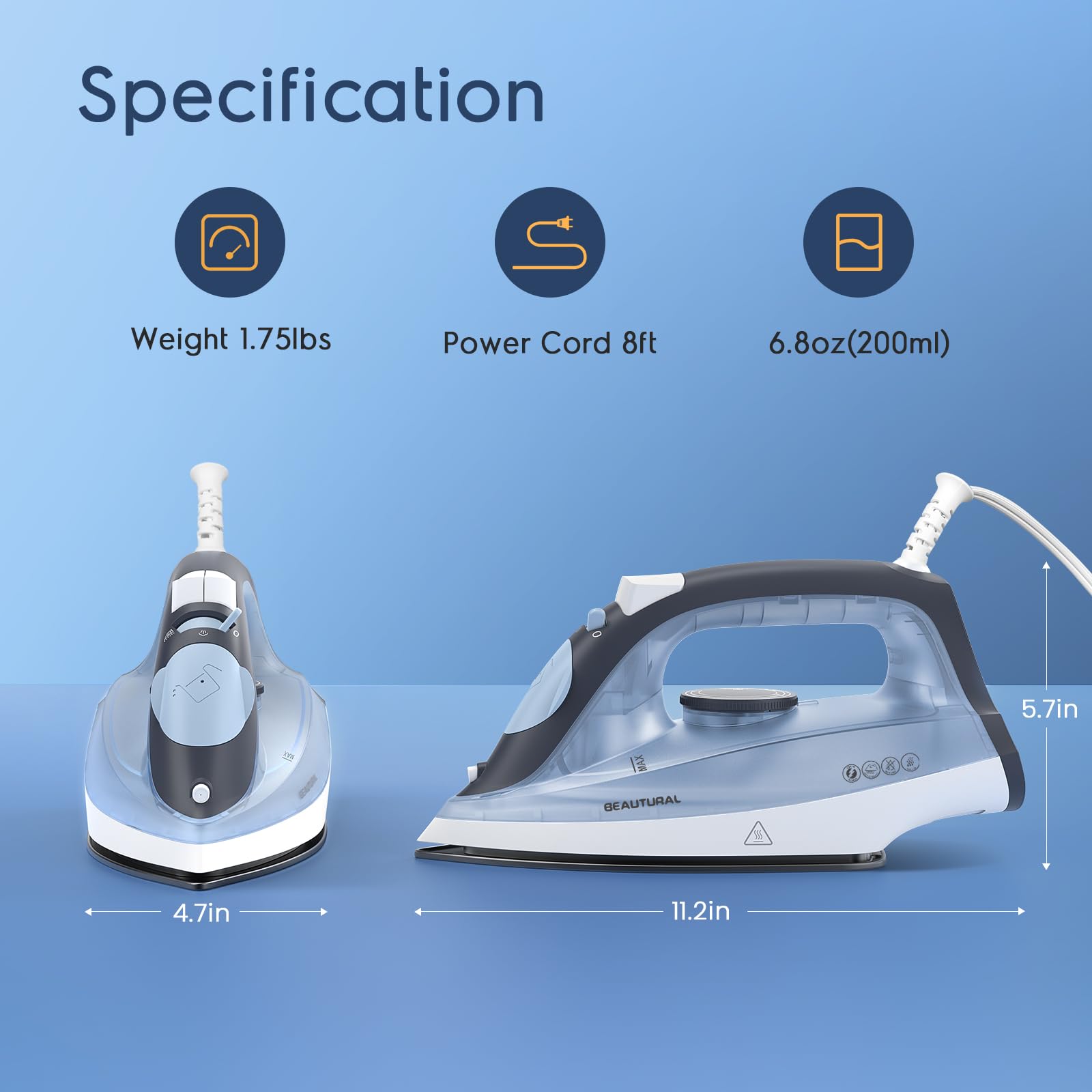 BEAUTURAL compact iron suited for quilting and other DIY fabric crafts