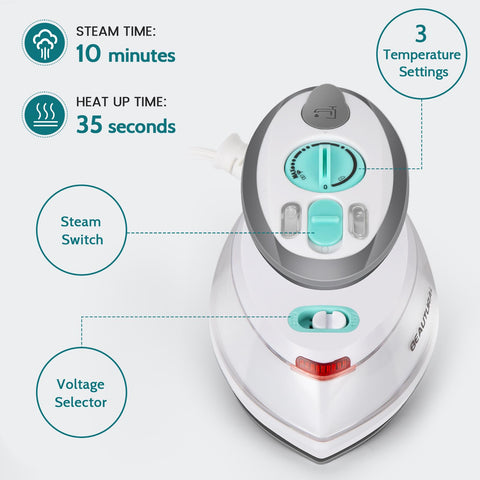 BEAUTURAL leaf-shaped soleplate enables precise corner pressing.