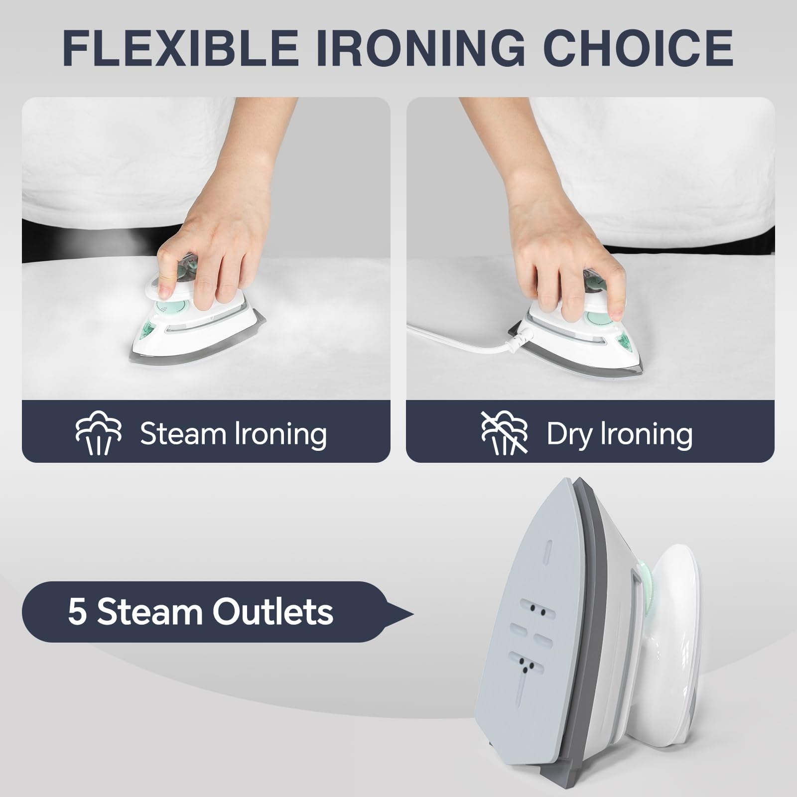 BEAUTURAL Mini Travel Steam Iron six-foot cord provides reach.