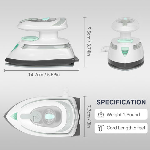 BEAUTURAL Mini Travel Steam Iron ideal for quilting and sewing projects.